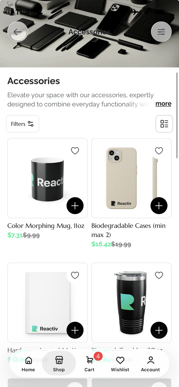 Quick Add shown as a plus sign button over the product image